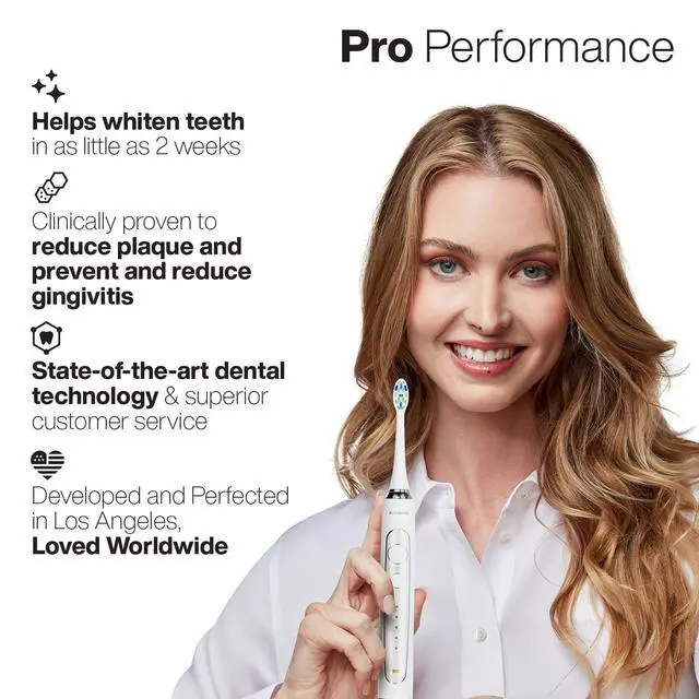 Alt view image 5 of 7 - Vibe Series PRO Ultra-Whitening Electric Toothbrush 5 Modes & Smart Timers Premium Travel Case & 6 Proflex Brush Heads ADA Accepted Toothbrush (Optic White)