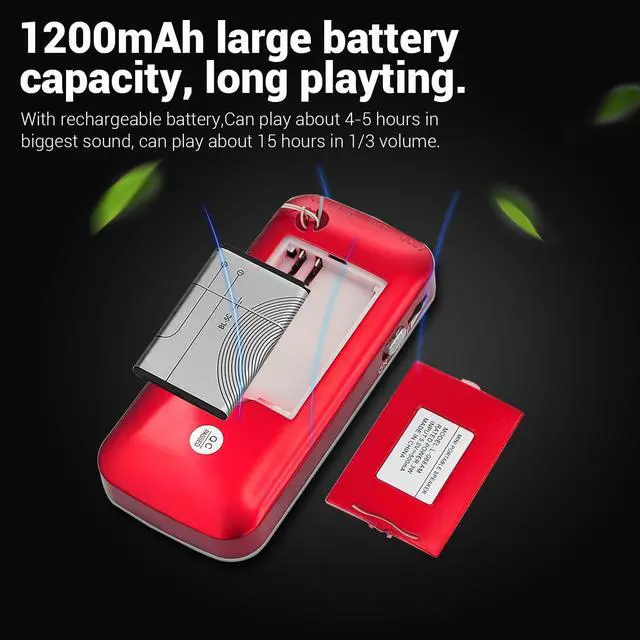 Alt view image 6 of 7 - Small Radios Portable AM FM:Battery Powered Radio Support USB Flash Disk/Micro SD Card MP3 Playback TF Card Slot Digital Buttons Bass Diaphragm Pocket Radio with Excellent Reception and Sound Quality