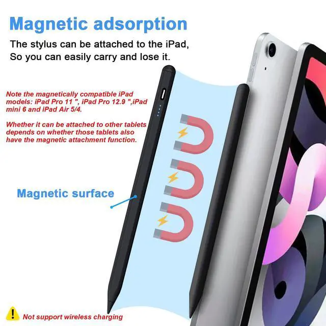 Alt view image 3 of 7 - Stylus Pens for Touch Screens Power-Display Tablet Pen POM Tip Magnetic Digital Touch Pen Compatible with iPhone/iPad/iPad Pro/Lenovo/and Other iOS/Android Smartphone and Tablet Devices (Black)