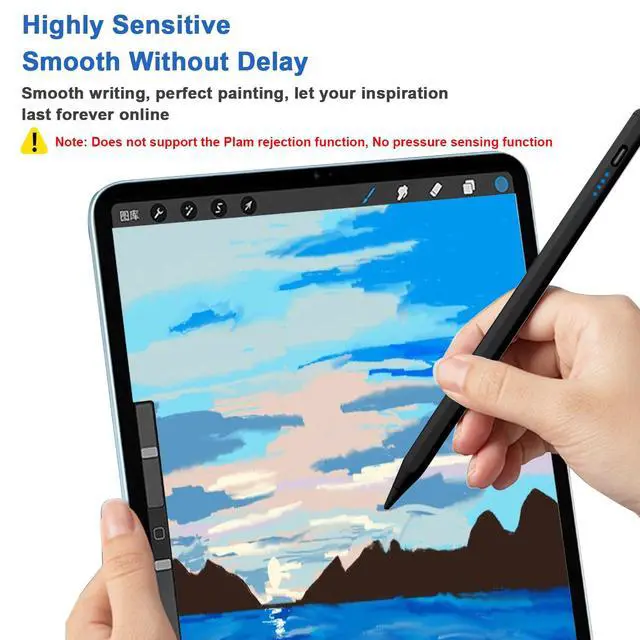 Alt view image 6 of 7 - Stylus Pens for Touch Screens Power-Display Tablet Pen POM Tip Magnetic Digital Touch Pen Compatible with iPhone/iPad/iPad Pro/Lenovo/and Other iOS/Android Smartphone and Tablet Devices (Black)