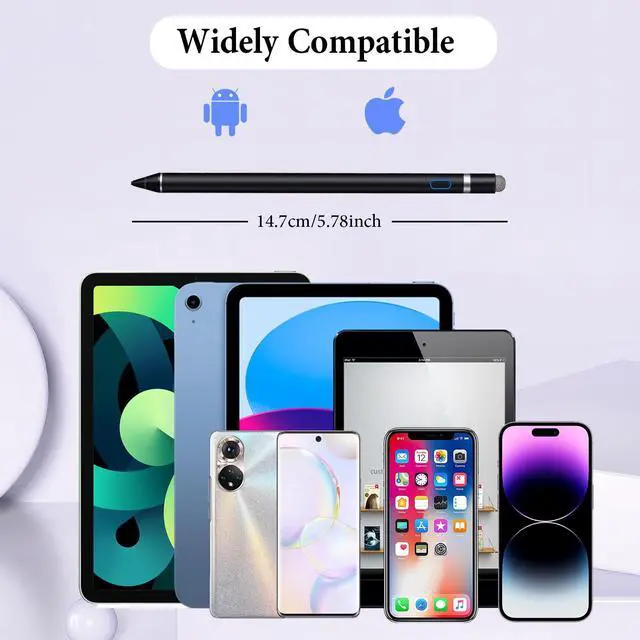 Alt view image 3 of 6 - Active Stylus Pen for iPhone/iPad/Android, Pencil with Dual Touch Function, Rechargeable Digital Fine Point Pen for Apple iPad Pro/Air/Mini/iPhone/Cell Phone/Samsung/Tablet Drawing & Writing