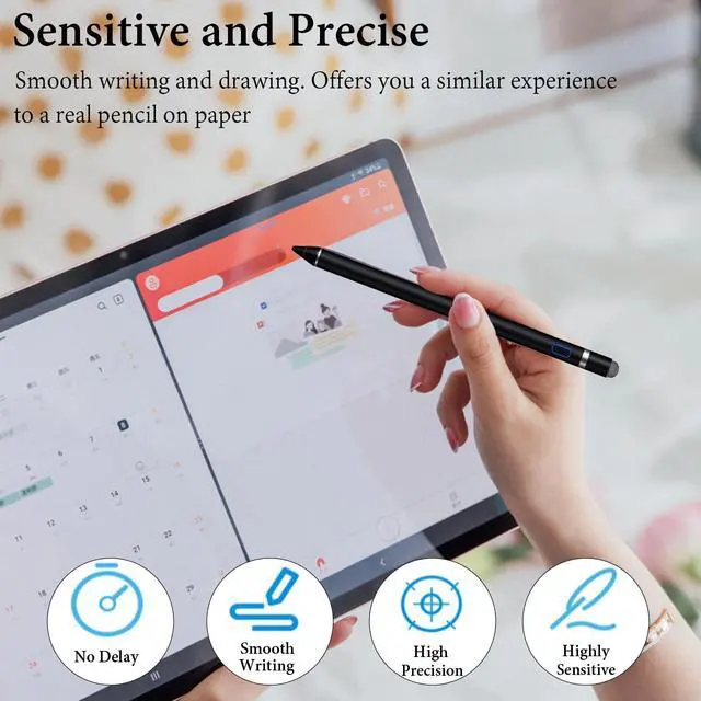 Alt view image 6 of 6 - Active Stylus Pen for iPhone/iPad/Android, Pencil with Dual Touch Function, Rechargeable Digital Fine Point Pen for Apple iPad Pro/Air/Mini/iPhone/Cell Phone/Samsung/Tablet Drawing & Writing