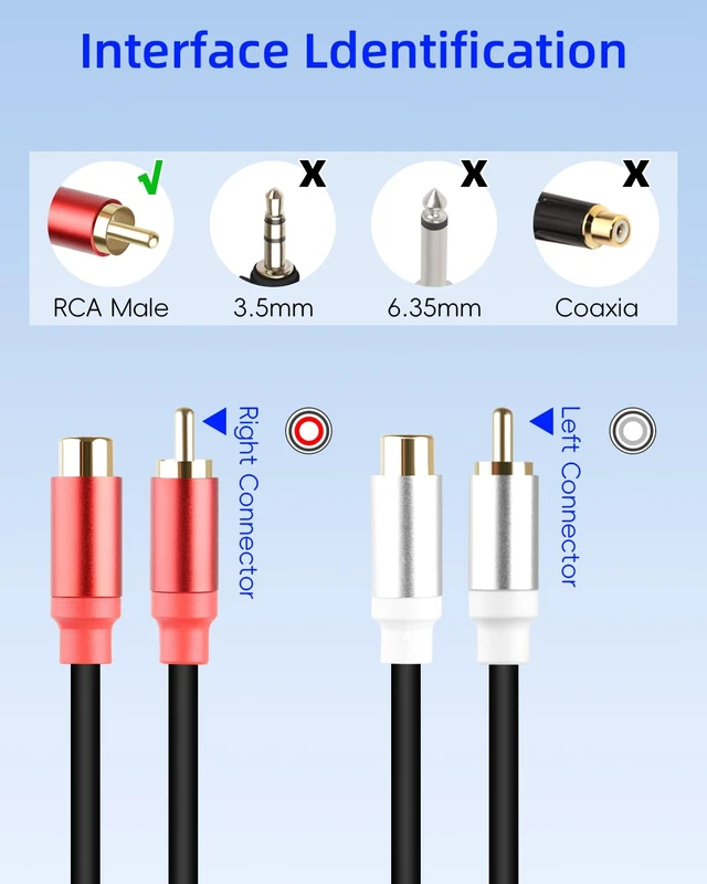 Alt view image 3 of 7 - 2Pack RCA Extension Cable 1FT, Short 2RCA Male to 2RCA Female Stereo Audio Cable for Subwoofer, Speaker, Home Theatre and More (M to F)
