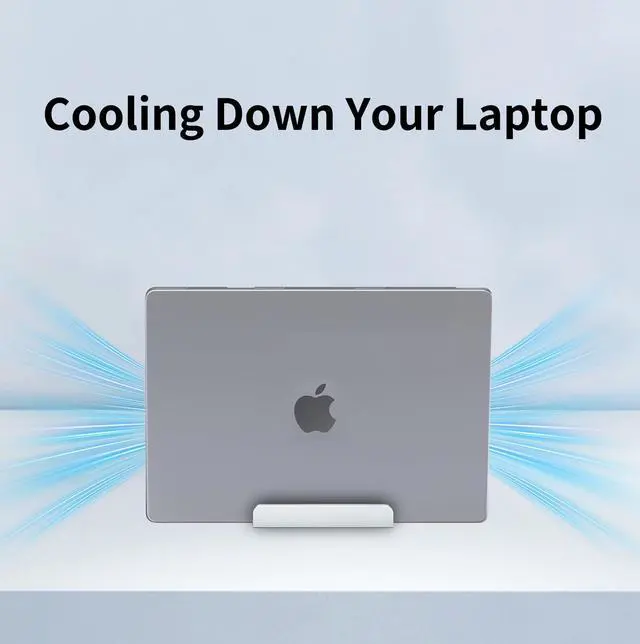 Alt view image 5 of 7 - Aluminum Vertical Laptop Stand Holder for Desk Compatible with MacBook Pro, MacBook Air, Dell, HP, Lenovo, Up to 17.3 inches, Silver