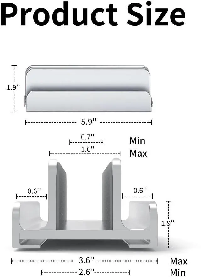 Alt view image 6 of 7 - Aluminum Vertical Laptop Stand Holder for Desk Compatible with MacBook Pro, MacBook Air, Dell, HP, Lenovo, Up to 17.3 inches, Silver