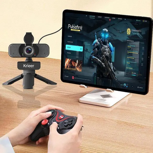 Alt view image 4 of 7 - 1080P HD Webcam with Dual Mics &Rotatable Tripod,Privacy Cover for Pc/Laptop, Usb Computer Camera Plug & Play with Auto Light Correction for Video Calls, Live Streaming Gaming & Online Meetings