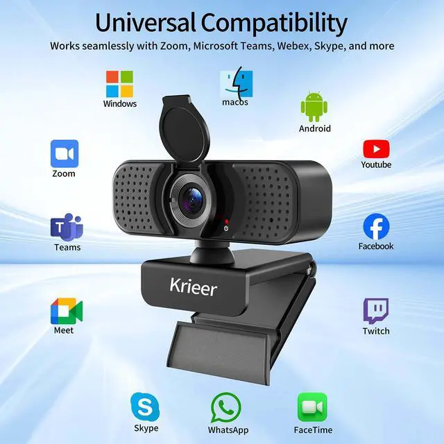 Alt view image 5 of 7 - 1080P HD Webcam with Dual Mics &Rotatable Tripod,Privacy Cover for Pc/Laptop, Usb Computer Camera Plug & Play with Auto Light Correction for Video Calls, Live Streaming Gaming & Online Meetings