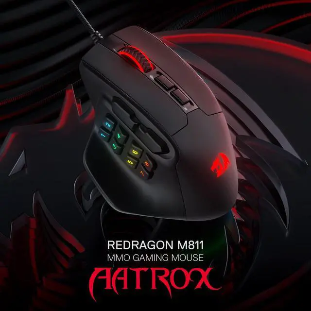 Alt view image 2 of 7 - MMO Gaming Mouse, 15 Programmable Buttons Wired RGB Mouse w/Ergonomic Natural Grip Build, 10 Side Macro Keys, Software Supports DIY Keybinds & Backlit