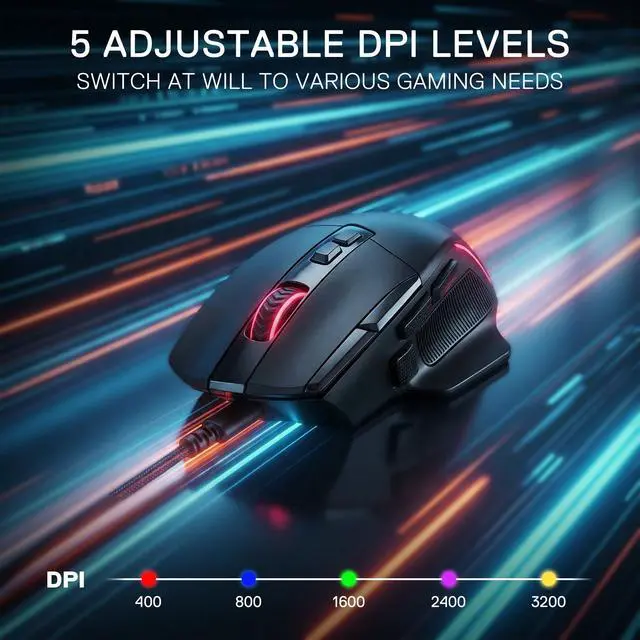 Alt view image 2 of 7 - Wired Gaming Mouse, 24K DPI w/Programmable Keys