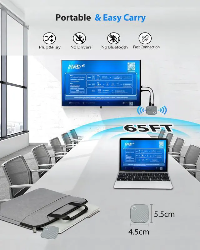 Alt view image 7 of 7 - Wireless HDMI Display Adapter 4K Output, Miracast HDMI Dongle for TV, Airplay Screen Mirroring Adapter Streaming Media 5G+2.4G Dual Band for iOS Android Windows to HDTV Projector Monitor