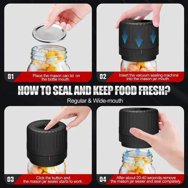 Alt view image 6 of 6 - 2026 Latest Electric Mason Jar Vacuum Sealer Kit for Mason Jars with Wide and Regular Mouth Canning Jar Lids