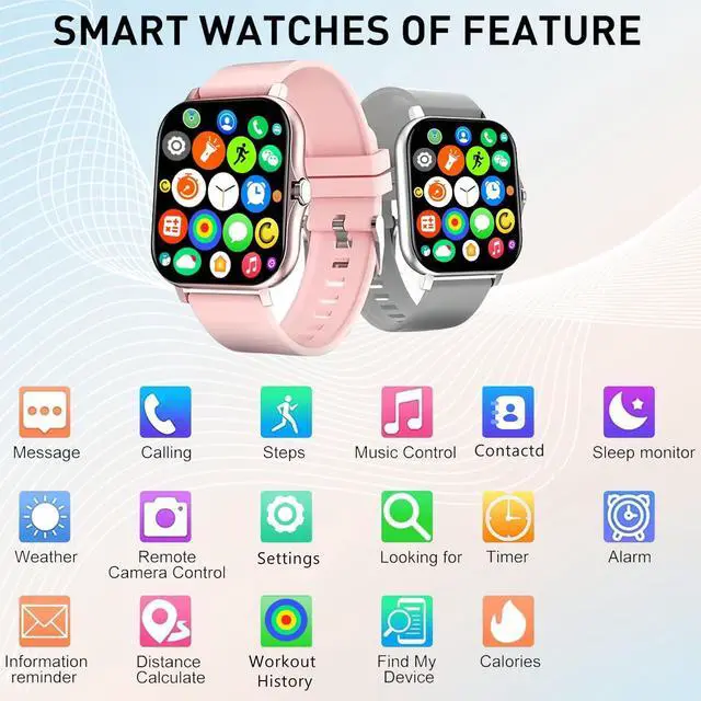 Alt view image 3 of 6 - Smart Watch, 1.81" Upgraded Full Touchscreen Smart Watch for Android iPhones with Bluetooth Call, Sleep Tracker, Multiple Sports Fitness Tracker with Smart Watches for Women Men (Pink)