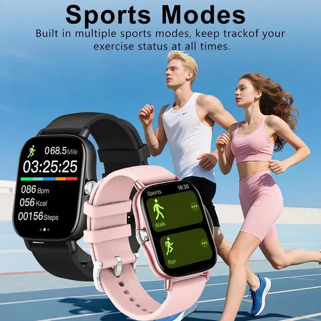 Alt view image 5 of 6 - Smart Watch, 1.81" Upgraded Full Touchscreen Smart Watch for Android iPhones with Bluetooth Call, Sleep Tracker, Multiple Sports Fitness Tracker with Smart Watches for Women Men (Pink)