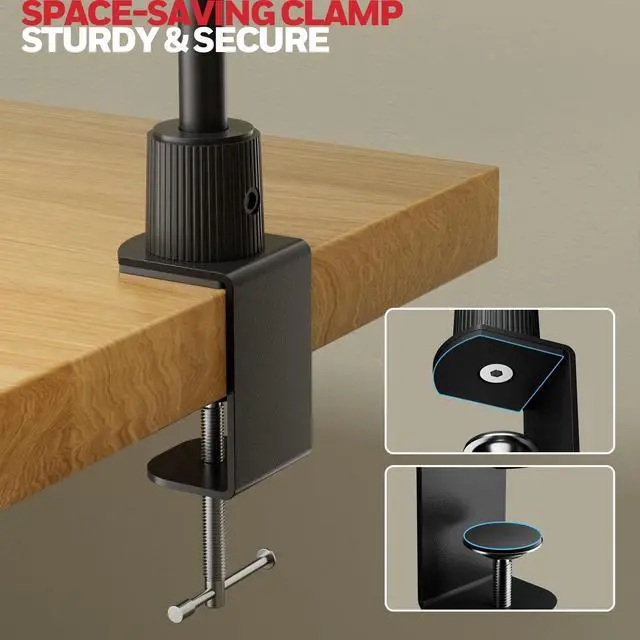 Alt view image 5 of 7 - Led Desk Lamp with Clamp - HJ4 Sunturalux, Flexible DualHead ClipOn Gooseneck Desk Lamps for Home Office, 4 Color Temperature Modes, Stepless Dimming Eye Caring Computer Light, Black