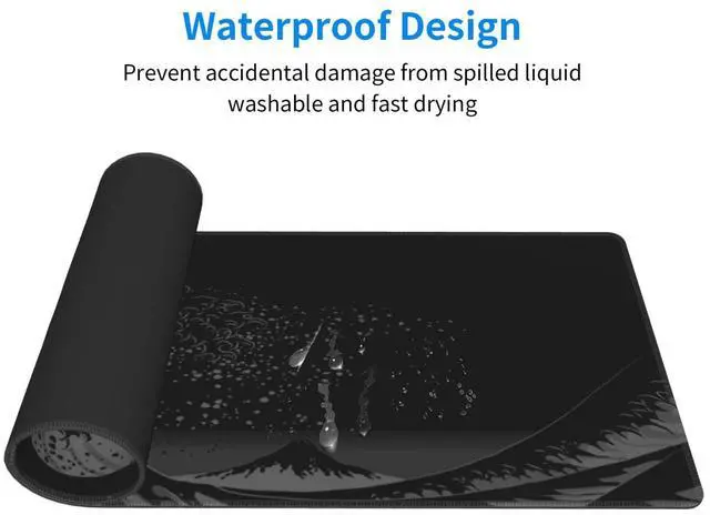 Alt view image 6 of 7 - Japanese Black The Great Wave Off Kanagawa Painting Mouse Pad XL Extended Desk Mat, Non Slip Rubber Base Stitched Edge Gaming Pc Desktop Large Mice Pad,31.5 x 11.8 Inch