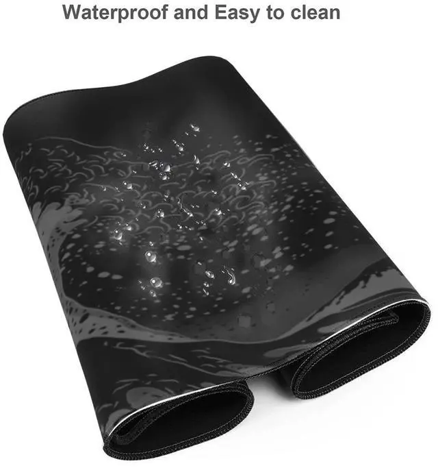 Alt view image 7 of 7 - Japanese Black The Great Wave Off Kanagawa Painting Mouse Pad XL Extended Desk Mat, Non Slip Rubber Base Stitched Edge Gaming Pc Desktop Large Mice Pad,31.5 x 11.8 Inch