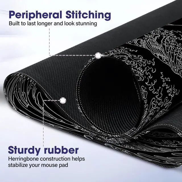Alt view image 3 of 7 - Waterproof Large Gaming Mouse Pad 31.5" x 15.7" Full Desk Mat, Non-Slip Rubber Base, Stitched Edges, Durable Surface for Esports, Office, Home