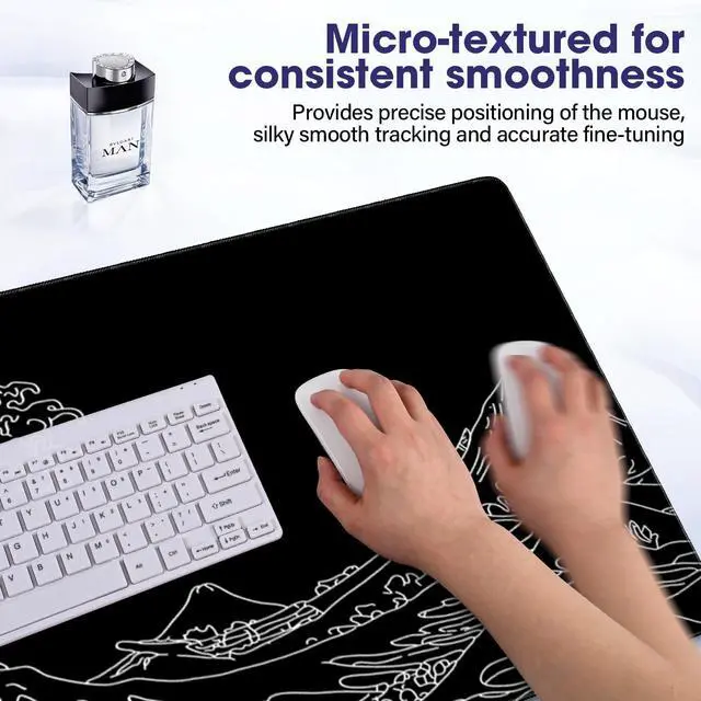 Alt view image 4 of 7 - Waterproof Large Gaming Mouse Pad 31.5" x 15.7" Full Desk Mat, Non-Slip Rubber Base, Stitched Edges, Durable Surface for Esports, Office, Home