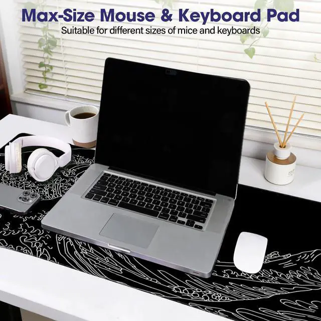 Alt view image 6 of 7 - Waterproof Large Gaming Mouse Pad 31.5" x 15.7" Full Desk Mat, Non-Slip Rubber Base, Stitched Edges, Durable Surface for Esports, Office, Home