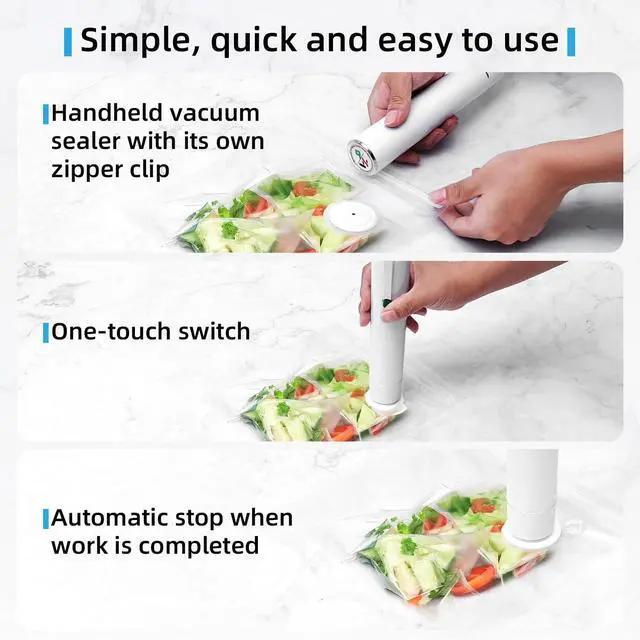 Alt view image 6 of 7 - Vacuum Sealer, vacuum sealer for food, handheld vacuum sealer(Vacuum Sealers+ 20 reusable vacuum seal bags)