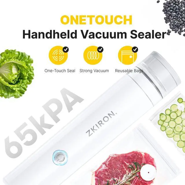 Alt view image 2 of 7 - Compact Vacuum Sealer for Food Powerful Handheld Vacuum Sealer Machine with 25 Reusable Vacuum Bags, 5X Preservation & Fresh, Portable Food Sealer for Meal Prep, Sous Vide & Batch Storage