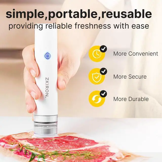 Alt view image 3 of 7 - Compact Vacuum Sealer for Food Powerful Handheld Vacuum Sealer Machine with 25 Reusable Vacuum Bags, 5X Preservation & Fresh, Portable Food Sealer for Meal Prep, Sous Vide & Batch Storage