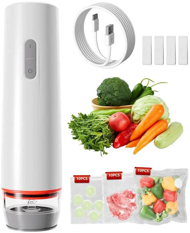 Main image of Vacuum Sealer for Food with 30 Reusable Vacuum Bags, 6X Freshness Lock, Cordless Compact Handheld Vacuum Sealer Machine for Kitchen