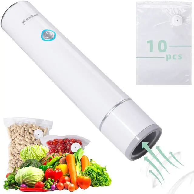 Main image of Handheld Vacuum Sealer for Food Storage Portable & Rechargeable, Easy One-Hand Automatic Operation, 1 Vacuum Sealer + 10 Food Reusable Bags
