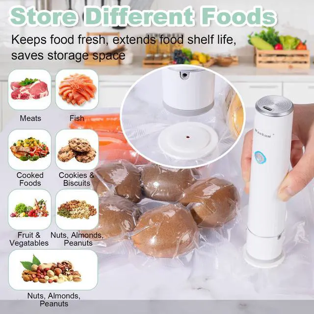 Alt view image 4 of 6 - Handheld Vacuum Sealer for Food Storage Portable & Rechargeable, Easy One-Hand Automatic Operation, 1 Vacuum Sealer + 30 Food Reusable Bags (50 Bags Optional)