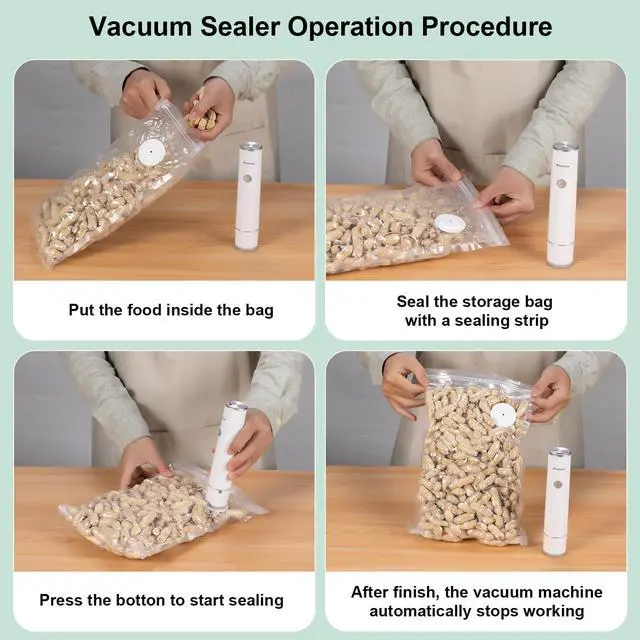 Alt view image 5 of 6 - Handheld Vacuum Sealer for Food Storage Portable & Rechargeable, Easy One-Hand Automatic Operation, 1 Vacuum Sealer + 30 Food Reusable Bags (50 Bags Optional)