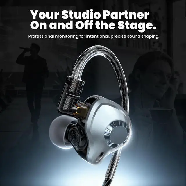 Alt view image 4 of 7 - in Ear Monitor Headphones, HiFi IEM Wired Earbuds, Deep Bass Sound Isolating Earphones with USB C to 3.5mm Adapter and Detachable 2 Pin Cable for Singer/ Musicians/ Drummers