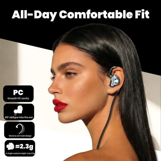 Alt view image 7 of 7 - in Ear Monitor Headphones, HiFi IEM Wired Earbuds, Deep Bass Sound Isolating Earphones with USB C to 3.5mm Adapter and Detachable 2 Pin Cable for Singer/ Musicians/ Drummers