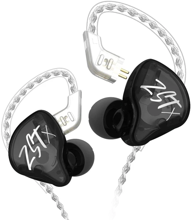 Main image of KZ ZST X Hybrid in-Ear Earphones, Black HiFi Musician Monitor Earbuds, Detachable 2-Pin Cable, 10mm DD+BA, Noise-Isolating, In-Ear Headphones, Gaming IEM