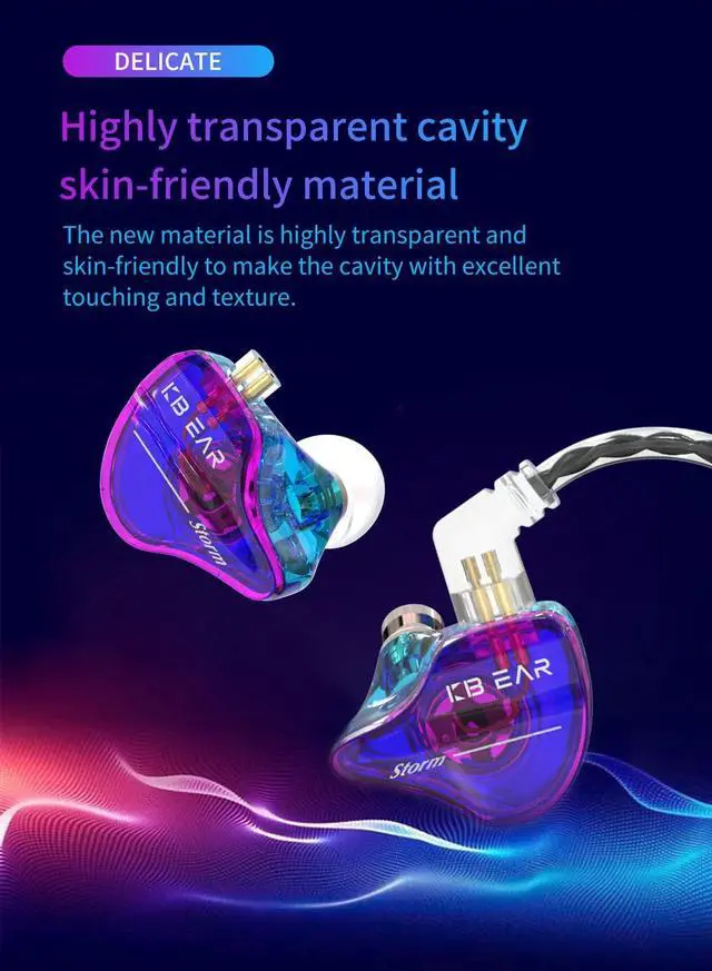 Alt view image 4 of 6 - KBEAR Storm Professional in Ear Monitor Earphones for Singers Drummers Musicians Bassists, Custom Wired Earbuds in Ear Headphones IEM, Hi Res Detachable OFC Silver-Plated Cable