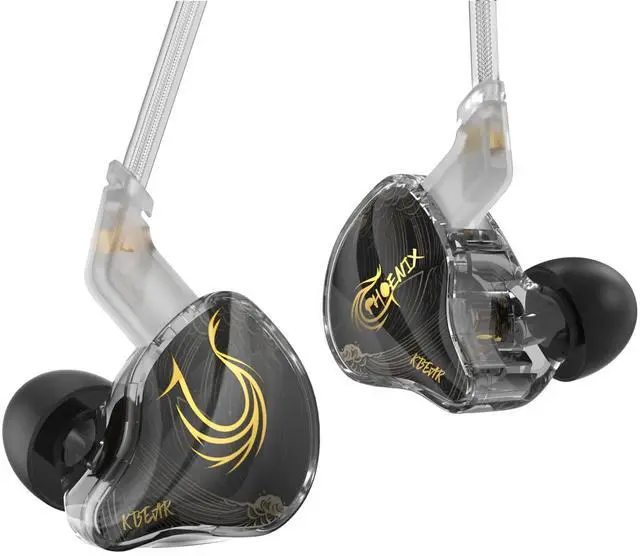 Main image of KBEAR Phoenix Wired Earbuds IEMs, Black no Mic | in Ear Headphones with 10mm DD+PET Driver, Stereo Clear Sound Gaming Headphones, in Ear Monitor for Music Gaming