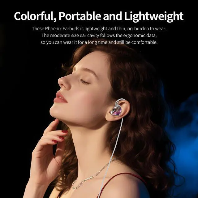 Alt view image 5 of 6 - KBEAR Phoenix Wired Earbuds IEMs, Purple with Mic | in Ear Headphones with 10mm DD+PET Driver, Stereo Clear Sound Gaming Headphones, in Ear Monitor for Music Gaming