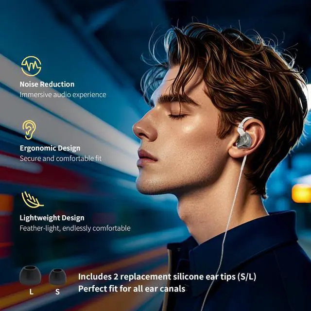 Alt view image 7 of 7 - KBEAR Phoenix Wired Earbuds IEMs, Black no Mic | in Ear Headphones with 10mm DD+PET Driver, Stereo Clear Sound Gaming Headphones, in Ear Monitor for Music Gaming