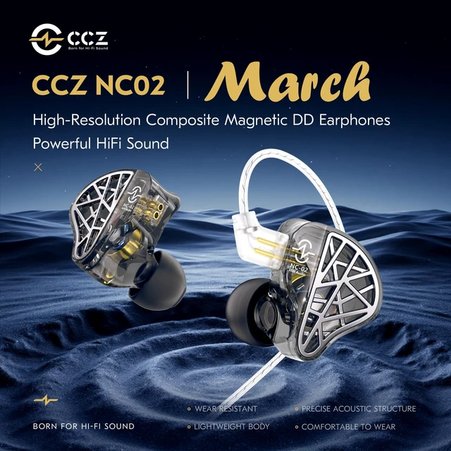 Alt view image 5 of 7 - CCZ NC02 in Ear Monitors, Wired Gaming Earbuds, Deep Bass Wired Ear buds without Microphone, 1DD HiFi IEM inear Headphones, IEMs for Gaming Music Singer Drummer, Tangle-free Cable (Black, without Mic)