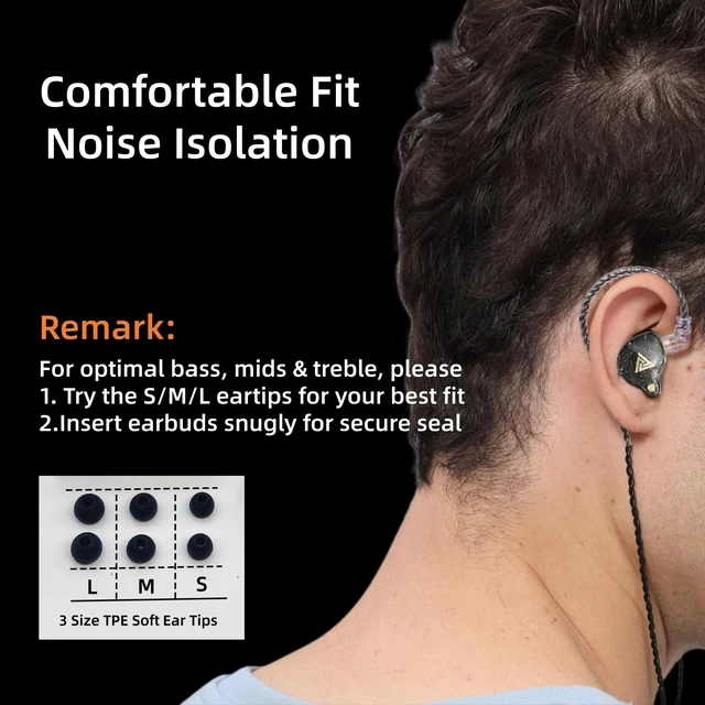 Alt view image 4 of 7 - QKZ AK6 Pro Wired IEM for Gaming Earbuds with MIC, in Ear Monitor Headphones, Deep Bass Sound, 1DD 11mm Dynamic Driver, IEM for Music Video Calling (Black)