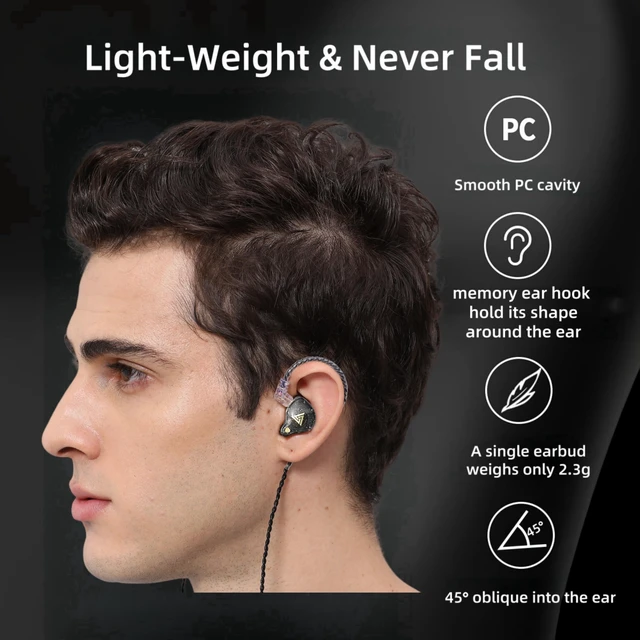 Alt view image 7 of 7 - QKZ AK6 Pro Wired IEM for Gaming Earbuds with MIC, in Ear Monitor Headphones, Deep Bass Sound, 1DD 11mm Dynamic Driver, IEM for Music Video Calling (Black)
