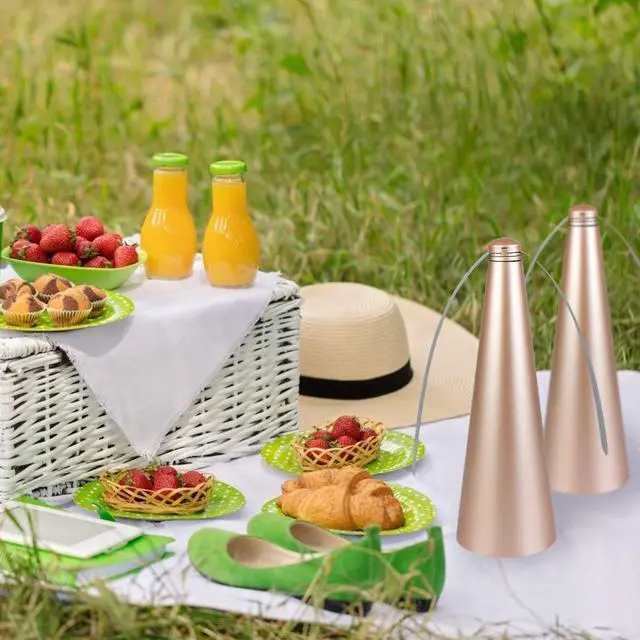 Alt view image 5 of 7 - 3 PCS Fly Fan for Table Picnic Gold Fly Fan Outdoor Food Fruit Fans for Indoor Outside Meal Table Fly Fan for Restaurant Home Party