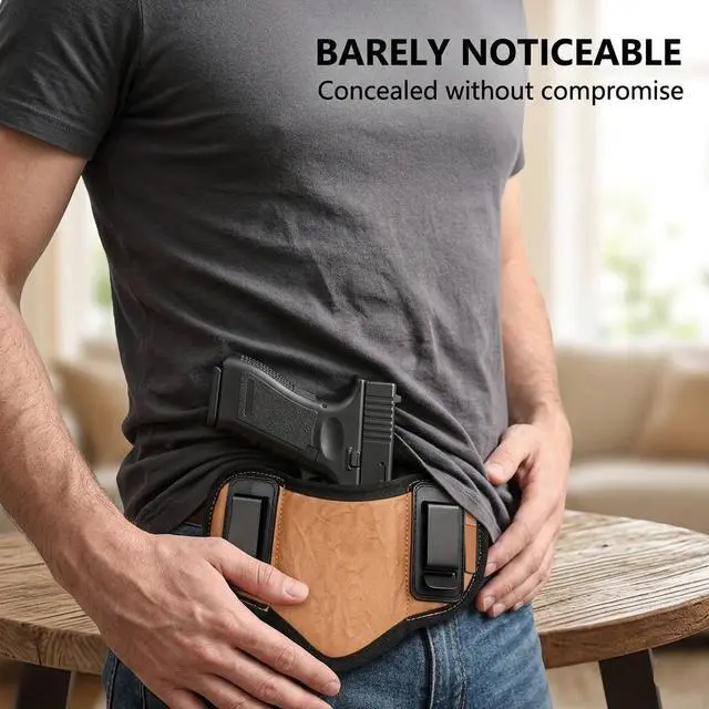 Alt view image 2 of 7 - Hunting Gun Holster Concealed Carry Holsters PU Leather Metal Clip Gun (Right and Left Hand Optional) pink