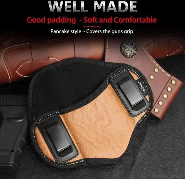 Alt view image 6 of 7 - Hunting Gun Holster Concealed Carry Holsters PU Leather Metal Clip Gun (Right and Left Hand Optional) pink