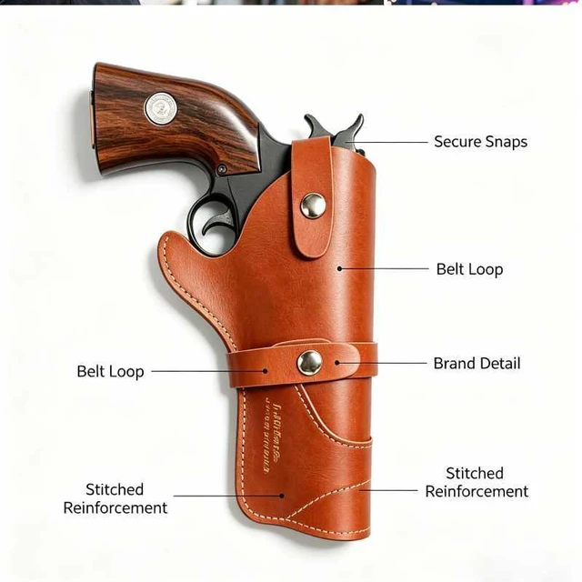 Alt view image 3 of 7 - Faux Leather Concealed Carry Waist Belt Bag with Magazine Slot, Multi-Function Discreet OWB Tactical Pistol Holster for Outdoor Hunting Camping