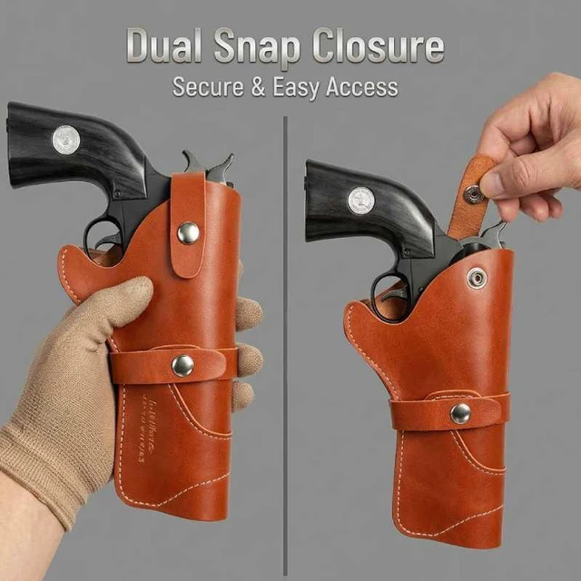 Alt view image 2 of 7 - Faux Leather Concealed Carry Waist Belt Bag with Magazine Slot, Multi-Function Discreet OWB Tactical Pistol Holster for Outdoor Hunting Camping