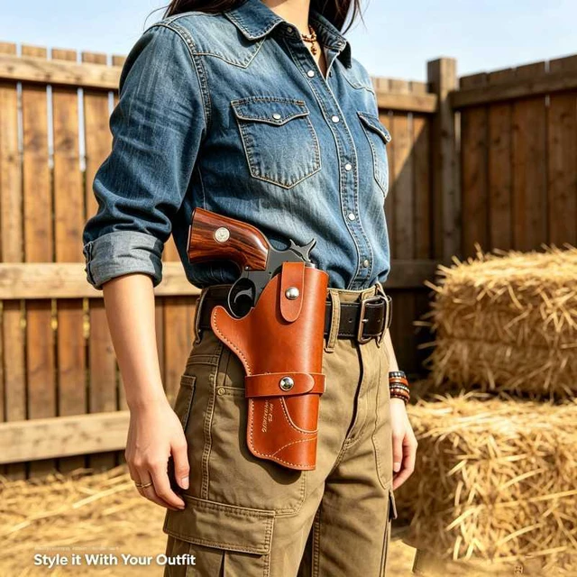 Alt view image 4 of 7 - Faux Leather Concealed Carry Waist Belt Bag with Magazine Slot, Multi-Function Discreet OWB Tactical Pistol Holster for Outdoor Hunting Camping
