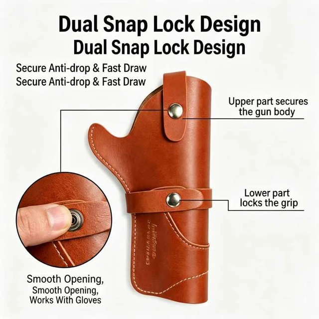 Alt view image 7 of 7 - Faux Leather Concealed Carry Waist Belt Bag with Magazine Slot, Multi-Function Discreet OWB Tactical Pistol Holster for Outdoor Hunting Camping
