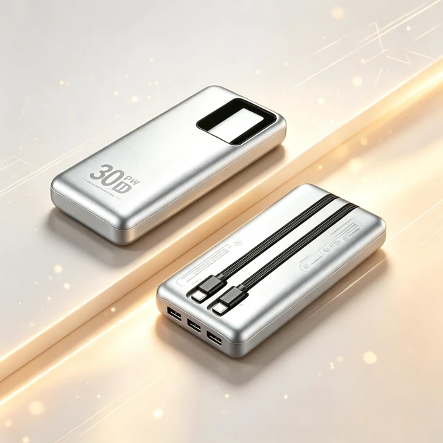 Main image of SolidState Power Bank, 30W PD Fast Charging Portable Charger, 10000mAh / 20000mAh Large Capacity Battery Pack with Builtin Lightning & TypeC Dual Cables, LED Digital Display, MultiDevice Charging