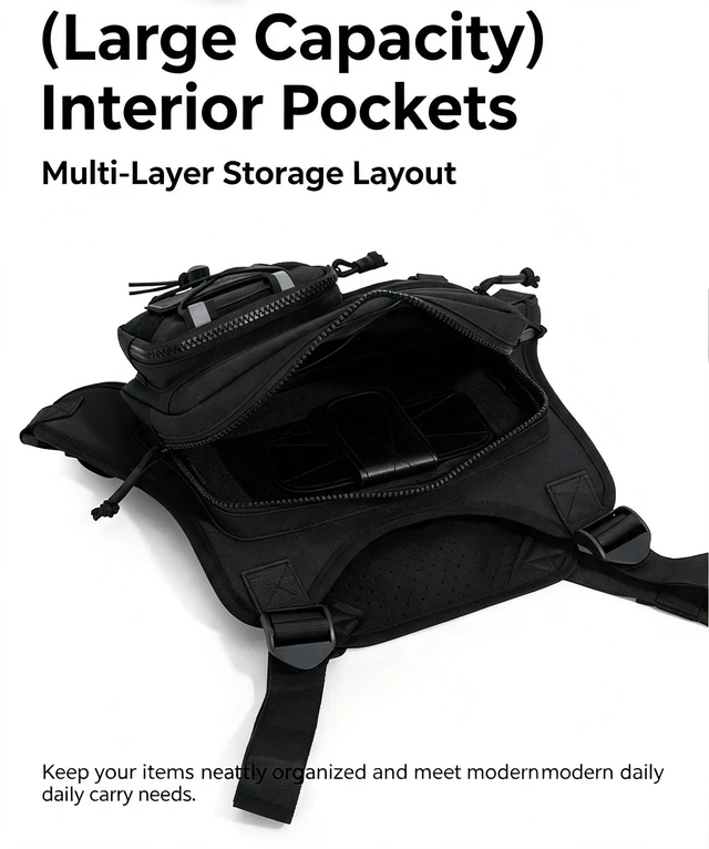 Alt view image 5 of 7 - RXW Tactical Chest Bag for Men Women, EDC Lightweight Breathable Chest Pack, Adjustable Storage Pouch for Hiking Running Motorcycle Outdoor Sports