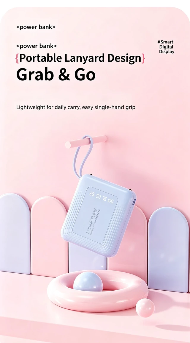 Alt view image 3 of 7 - Portable 10000mAh Power Bank Builtin 4 Cables Fast Charging LED Flashlight Digital Display External Battery Pack for Travel Gift